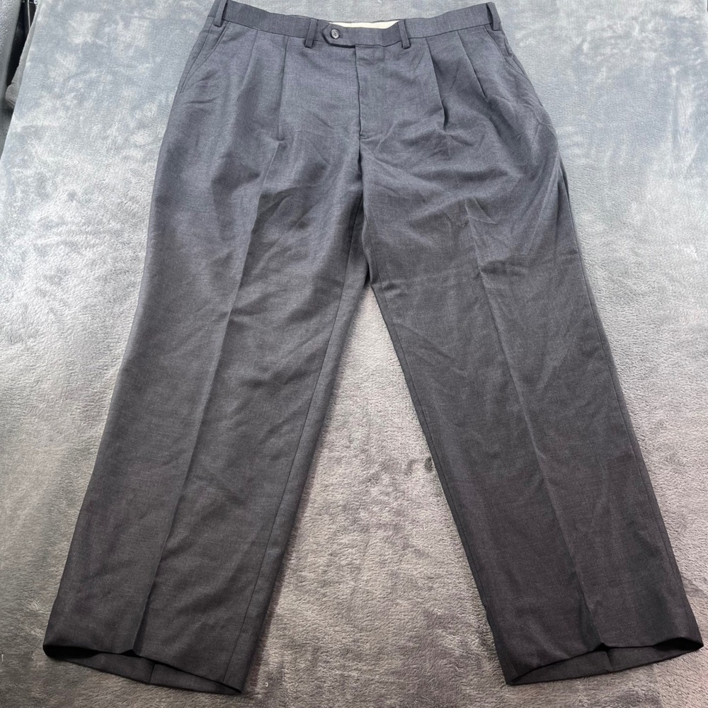 Lauren Ralph Lauren Mens 40R Gray Pleated Wool Cashmere 120s Dress Pants